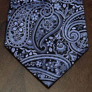 Croft & Barrow Blue Black 100% Silk Men’s Neck Tie Made In China